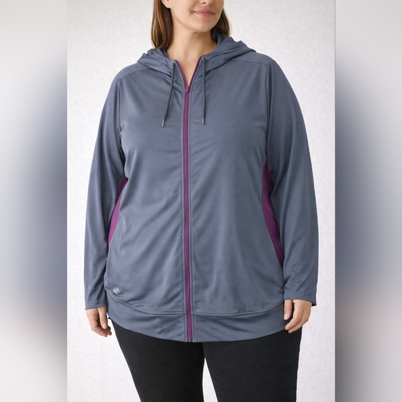 ZELOS Jackets & Blazers - Zelos Gray and Purple Zip-Up Hoodie Size 0X